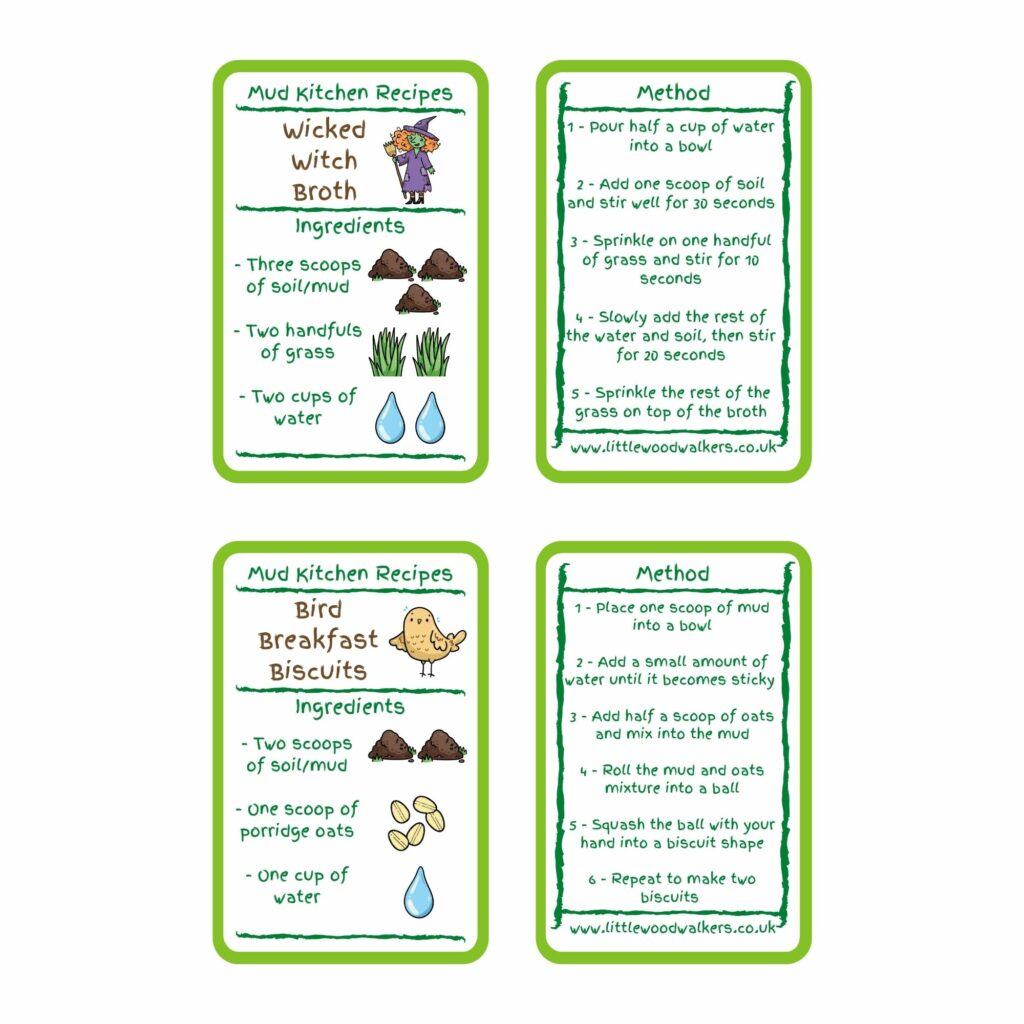 Downloadable Mud Kitchen Recipe Cards To Print - Little Wood Walkers